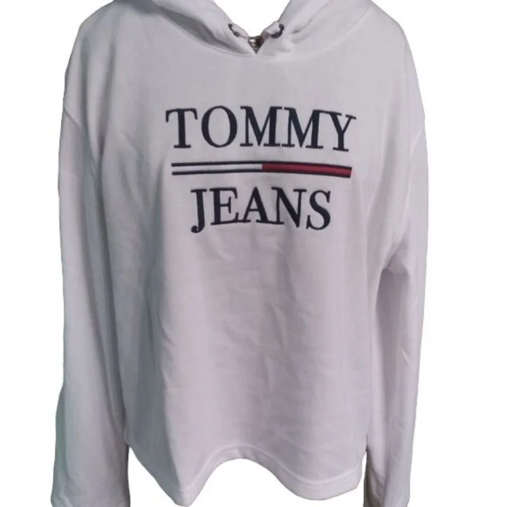 Tommy Hilfiger Jeans White Cropped Hoodie - Picture 3 of 7